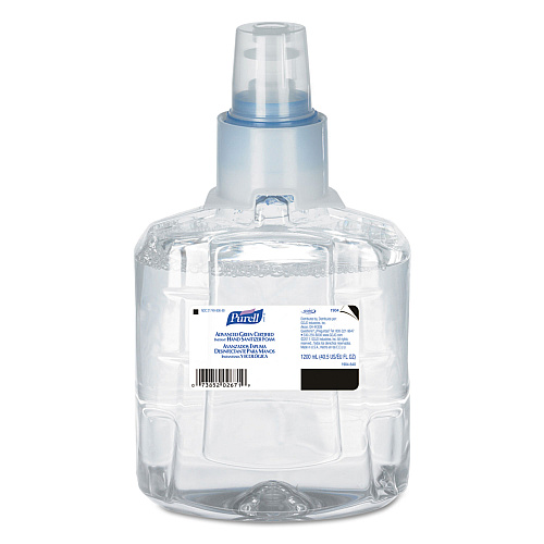 PURELL Advanced Hand Sanitizer Green Certified Foam Refill, For LTX-12 Dispensers, 1,200 mL, Fragrance-Free, 2/Carton (190402CT)