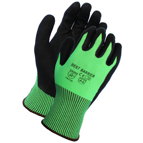 Safety Zone Sandy Nitrile Coated Cut Resistant Gloves, 13g A4, Lime Green, 12 Pairs (GCN13A4LX)