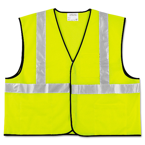 MCR Safety Class 2 Safety Vest, Polyester, 2X-Large, Fluorescent Lime with Silver Stripe (VCL2SLXL2)