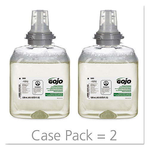 GOJO TFX Green Certified Foam Hand Cleaner Refill, Unscented, 1,200 mL, 2/Carton (566502CT)