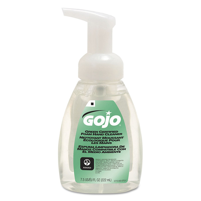 GOJO Green Certified Foam Soap, Fragrance-Free, 7.5 oz, 6/Carton (571506CT)