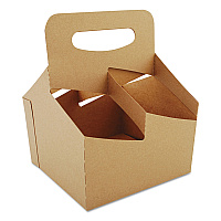 4-corner Pop-up Food And Drink Tray, 4-cup Drink Carrier, Up To 32 Oz Beverages, 7.25 X 7 X 9.25, White, Paper, 250/carton