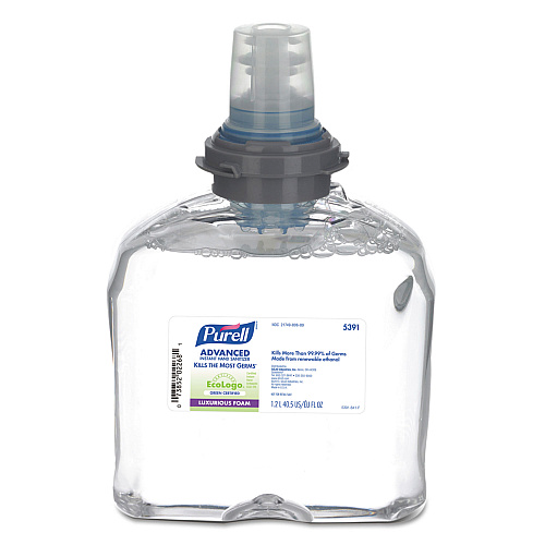 PURELL Advanced Hand Sanitizer Green Certified TFX Refill, Foam, 1,200 mL, Fragrance-Free, 2/Carton (539102CT)