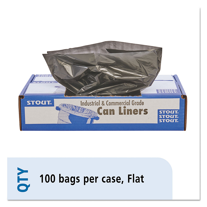 Stout by Envision Total Recycled Content Plastic Trash Bags, 33 gal, 1.5 mil, 33" x 40", Brown/Black, 100/Carton (T3340B15)