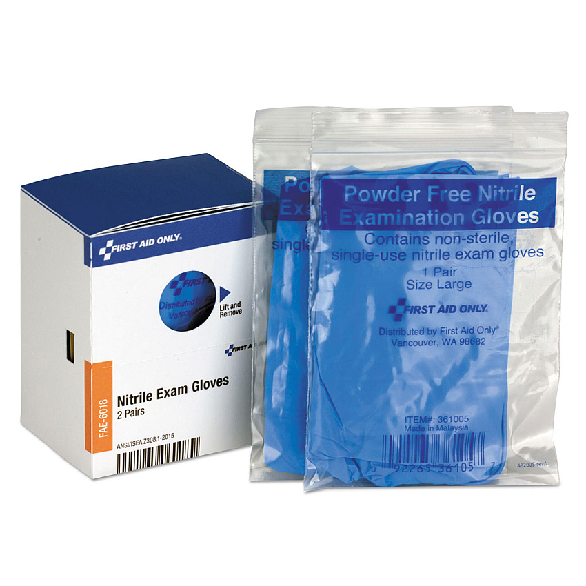 First Aid Only SmartCompliance Nitrile Lightweight Gloves, One Size, 2/Box (FAE6018)