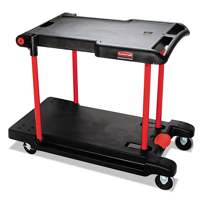 Rubbermaid Commercial Convertible Utility Cart, Plastic, 2 Shelves, 400 lb Capacity, 23.88" x 45.13" x 34.38", Black (430000BK)