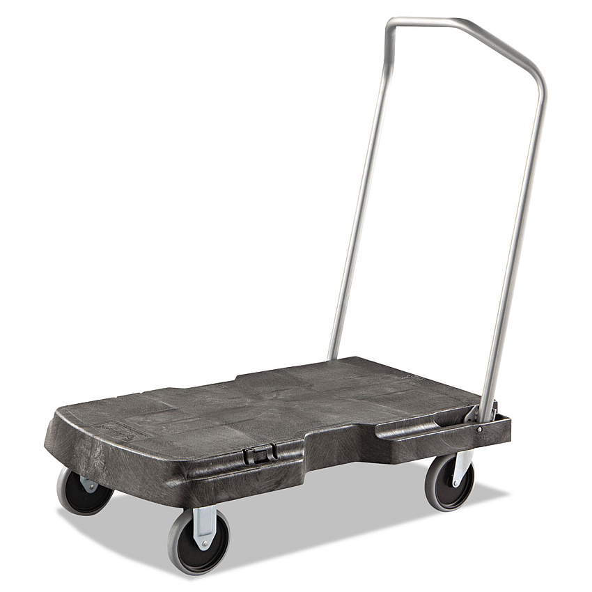 Rubbermaid Commercial Triple Trolley Platform Truck with Angled-Loop Handle, 500 lb Capacity, 20.5 x 32.5 x 35, Black (4401BLA)