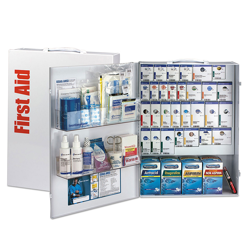 First Aid Only ANSI 2021 SmartCompliance General Business First Aid Kit for 150 People, 925 Pieces, Metal Case (90732021)