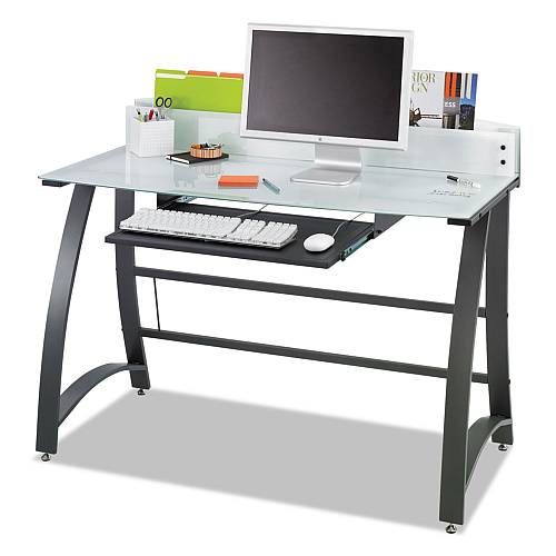 Safco Xpressions 47" Computer Desk, 47" x 23" x 37", Frosted/Black (1938TG)