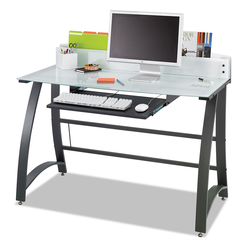 Safco Xpressions 47" Computer Desk, 47" x 23" x 37", Frosted/Black (1938TG)