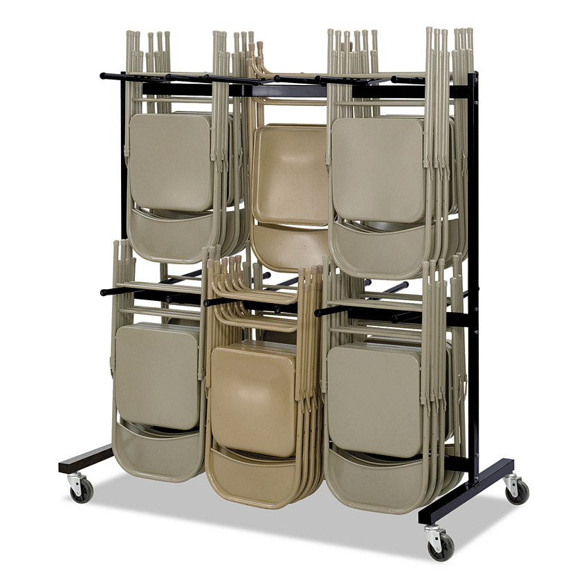 Safco Two-Tier Chair Cart, Two-Sided 12-Section Hang-Hook Format, Metal, 64.5" x 33.5" x 70.25", Black (4199BL)
