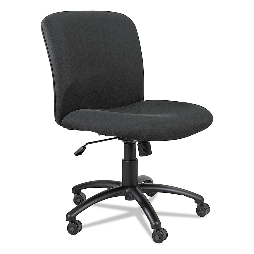 Safco Uber Big and Tall Series Mid Back Chair, Supports up to 500 lbs., Black Seat/Black Back, Black Base (3491BL)