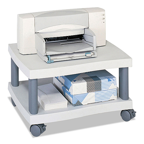 Safco Wave Design Under-Desk Printer Stand, Plastic, 2 Shelves, 20" x 17.5" x 11.5", White/Charcoal Gray (1861GR)