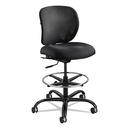 Safco Vue Heavy-Duty Extended-Height Stool, Supports Up to 350 lb, 23" to 32.5" Seat Height, Black Fabric (3394BL)