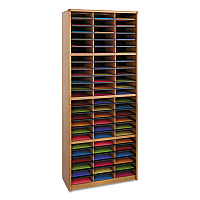 Safco Steel/Fiberboard Literature Sorter, 72 Sections, 32 1/4 x 13 1/2 x 75, Med Oak (7131MO)