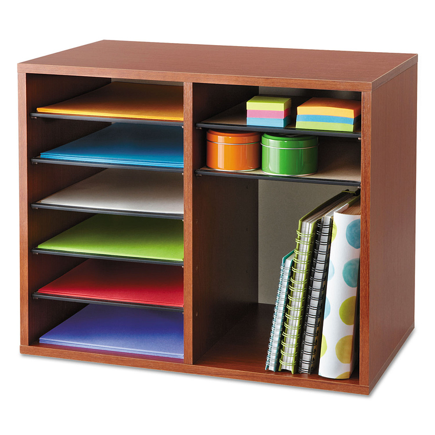 Safco Fiberboard Literature Sorter, 12 Compartments, 19.63 x 11.88 x 16.13, Cherry (9420CY)