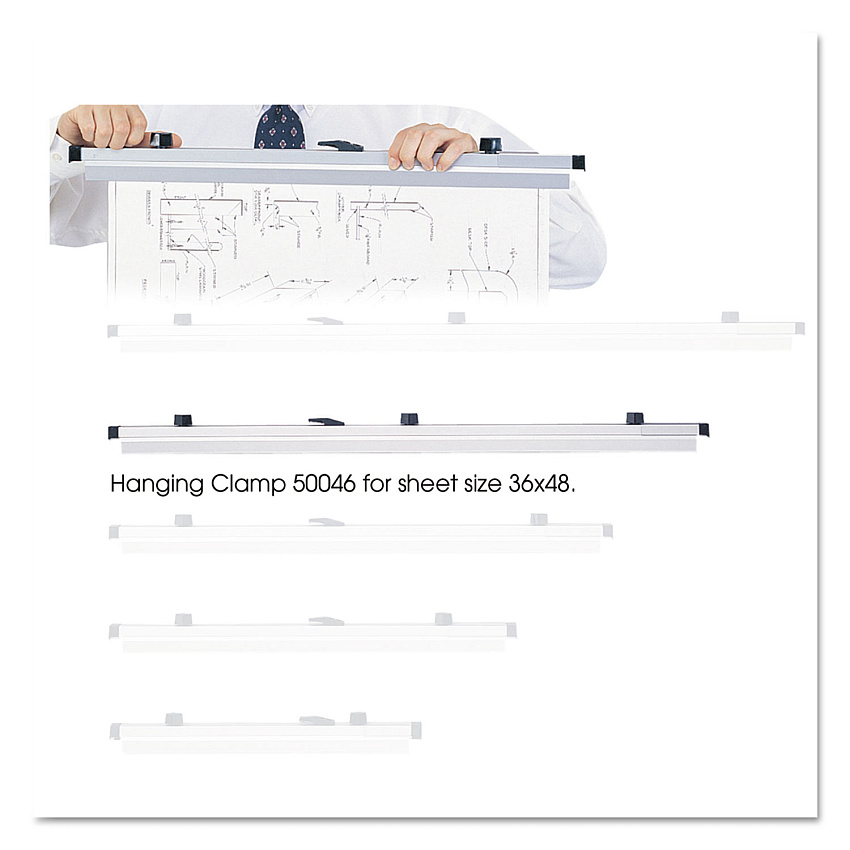 Safco Sheet File Hanging Clamps, 100 Sheets Per Clamp, 36" Length, 6/Carton (50046)