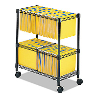 Safco Two-Tier Rolling File Cart, Metal, 3 Bins, 25.75