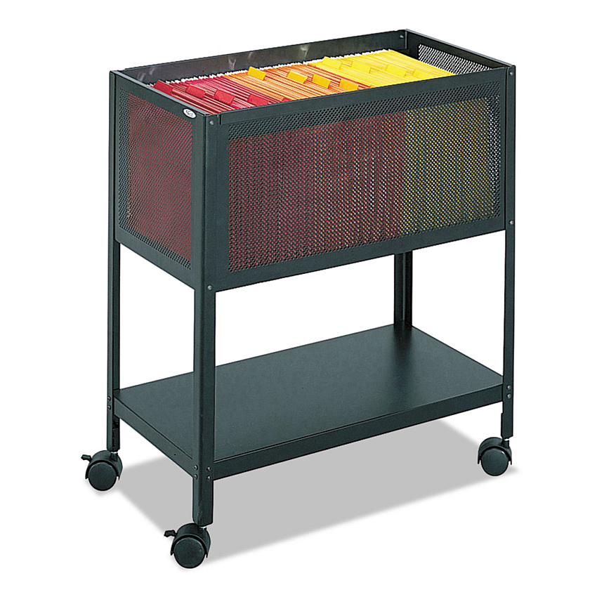 Safco Open Top Mesh Tub, Metal, 1 Shelf, 1 Bin, 13.5" x 24.25" x 27.5", Black (5350BL)
