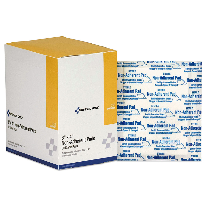 First Aid Only Refill for SmartCompliance General Business Cabinet, Non-Adherent Pads, 3 x 4 ,50/Box (I256)