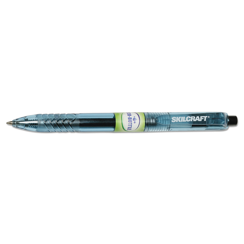 AbilityOne 7520016580393, SKILCRAFT Eco-Bottle Gel Pen, Retractable, Medium 0.7 mm, Black Ink, Translucent Black Barrel, Dozen