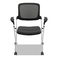 HON VL314 Mesh Back Nesting Chair, Supports Up to 250 lb, 19" Seat Height, Black Seat, Black Back, Silver Base (VL314SLVR)