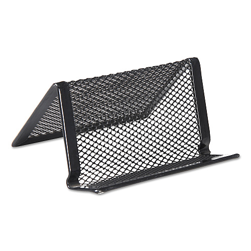 Universal Mesh Metal Business Card Holder, Holds 50 2.25 x 4 Cards, 3.78 x 3.38 x 2.13, Black (UNV20005)