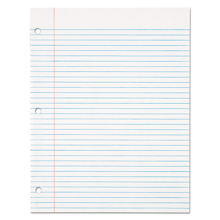 TOPS Filler Paper, 3-Hole, 8.5 x 11, Medium/College Rule, 500/Pack (62349)