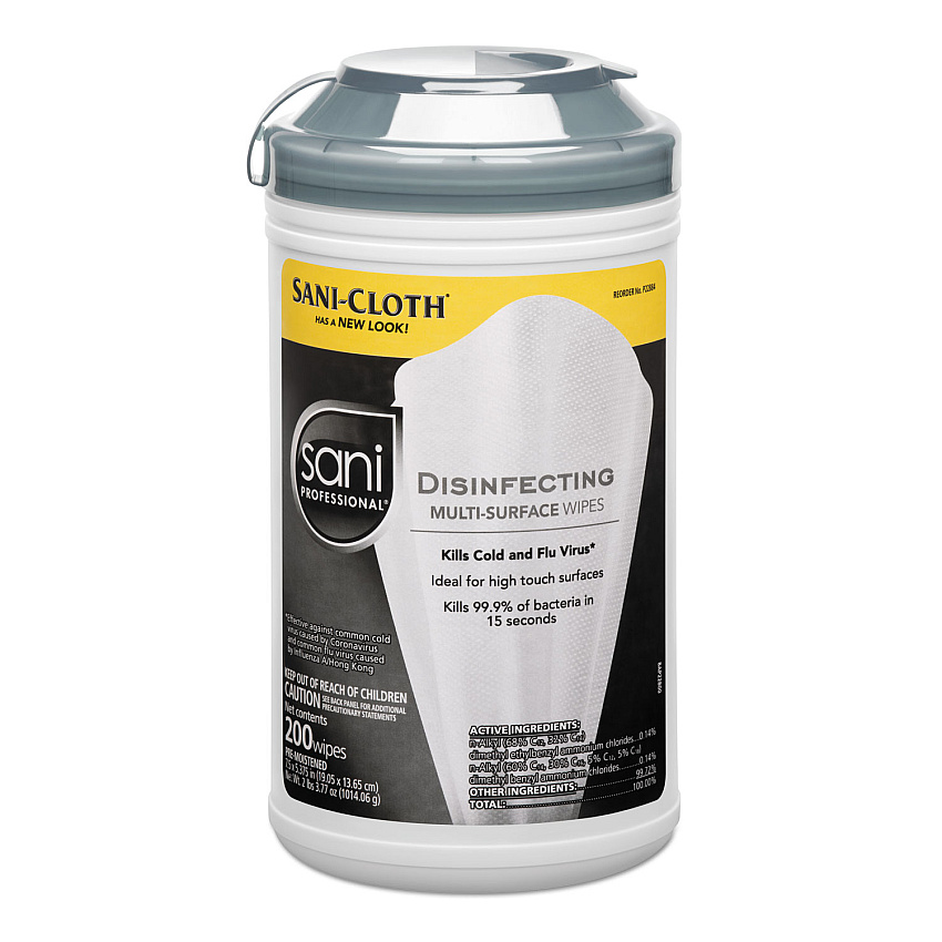 Sani Disinfecting Multi-Surface Wipes, 7.5 x 5.38, White, 200/Canister (P22884)