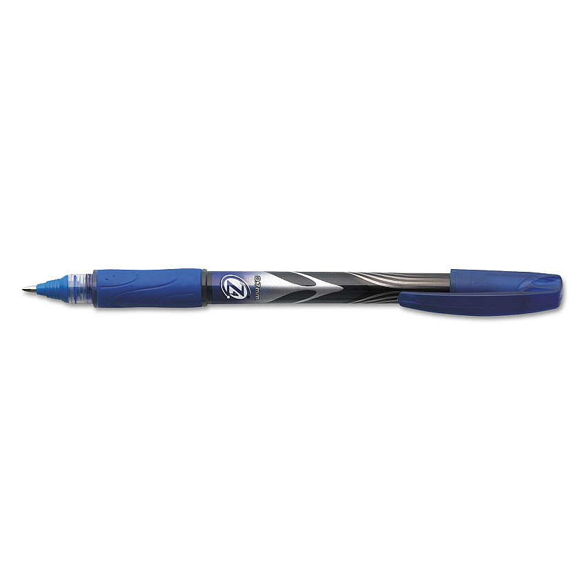 BIC Roller Glide Deco Roller Ball Pen, Fine 0.7mm, Blue Ink, Silver/Blue Barrel, Dozen (Z4C11BE)