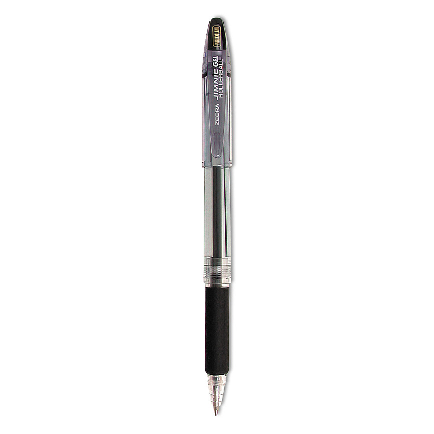 Zebra Jimnie Gel Pen, Stick, Medium 0.7 mm, Black Ink, Clear/Black Barrel, 12/Pack (44110)