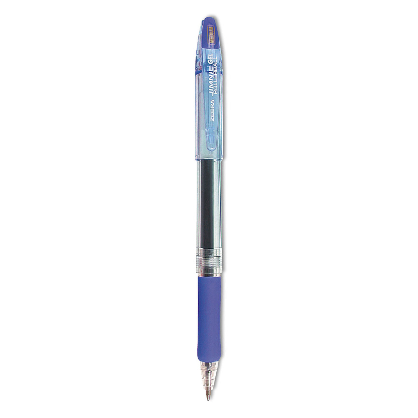 Zebra Jimnie Gel Pen, Stick, Medium 0.7 mm, Blue Ink, Clear/Blue Barrel, 12/Pack (44120)