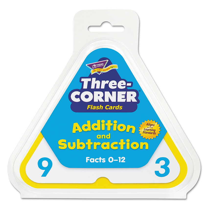 TREND Three-Corner Flash Cards, Addition/Subtraction, 5.5 x 5.5, 48/Set Learning - Educational - 46 / Set (T1670)