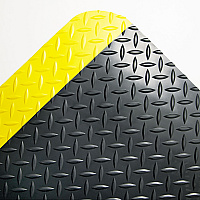 Crown Mats Mats Mats Industrial Deck Plate Anti-Fatigue Mat, Vinyl, 24 x 36, Black/Yellow Border (CD0023YB)