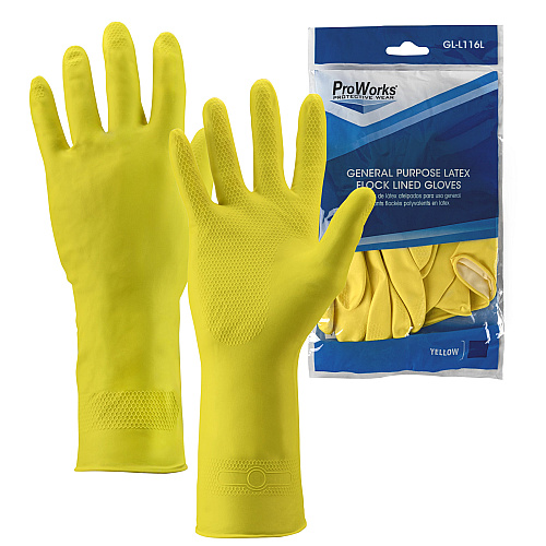 Proworks Latex 16 Mil General Purpose Gloves Yellow Sm, Case Of 120 (GL-L116LS)
