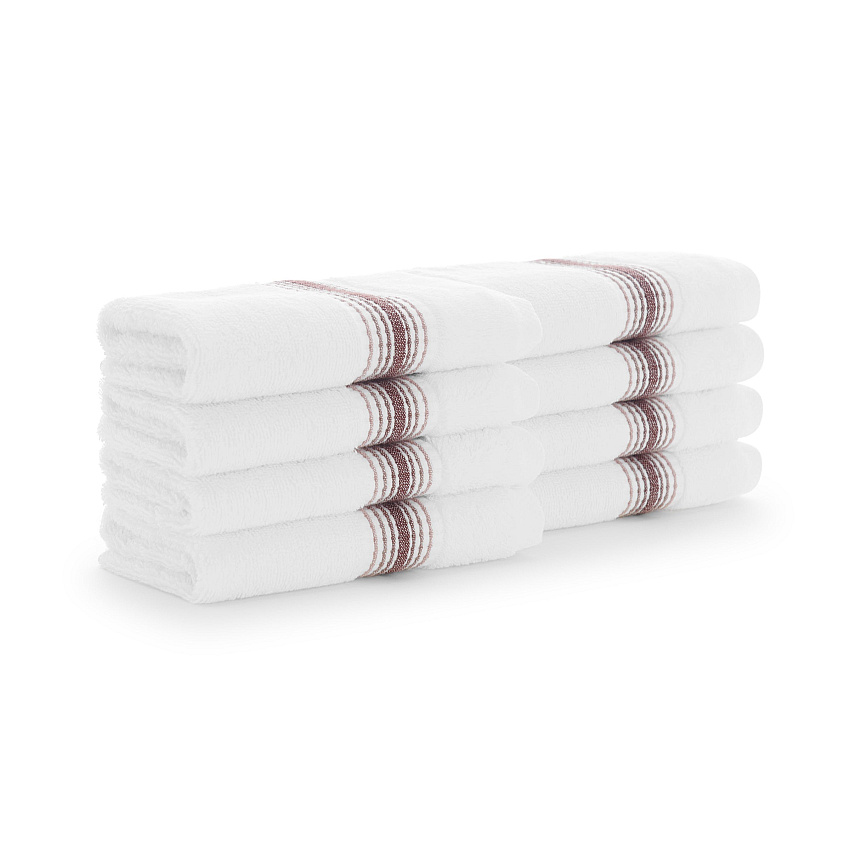 Aston & Arden Turkish Striped Washcloth 13x13 Rose - Pack Of 8 (WC-STT-1313-1.75-RSE)
