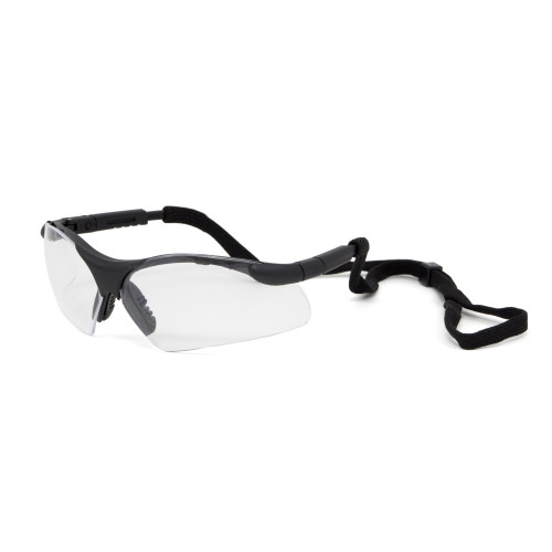Ccp Ultra Safety Glasses With Cord And Adjustable Temples, Clear Lens, Black Frame, 12/bx, 15 Bxs/cs, Pack Of 12 (EW-4400-C)