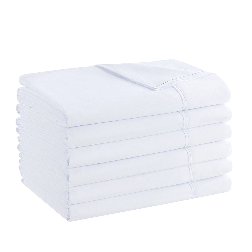 Host & Home Microfiber Flat Sheets Twin - White W/ Black Hem - Pack Of 6 (P-MFS-66104)