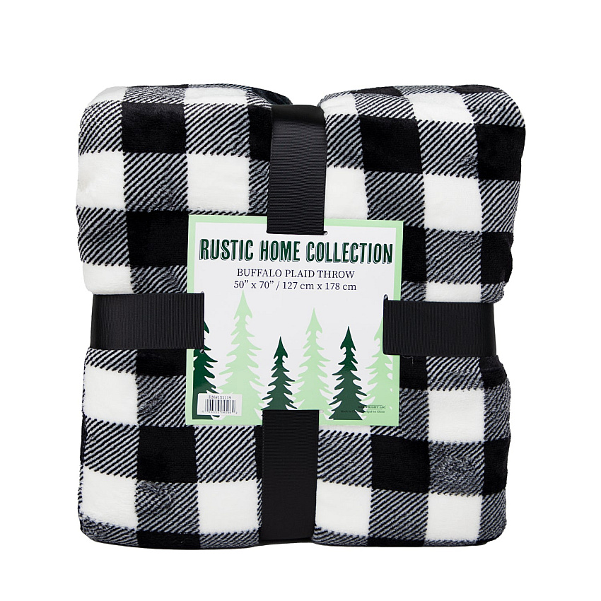 Buffalo Plaid Throw 50x70 - Black & White - 1 Blanket (THROW-BLKPLD-50X70)