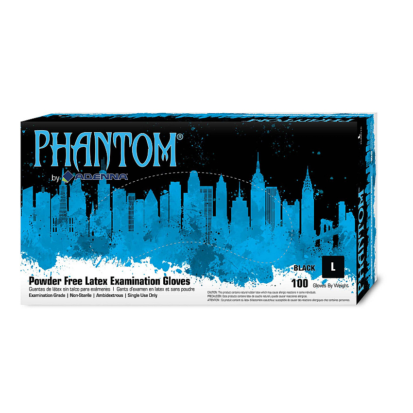 Phantom Latex Powder Free 6 Mil Exam Gloves Black Lrg, Case Of 1000 (PHM916)