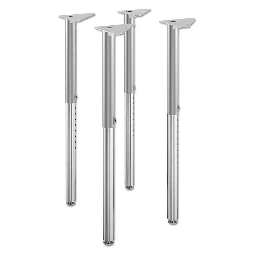HON Build Adjustable Post Legs, 22" to 34" High, Platinum, 4/Pack (B4LEGT1)