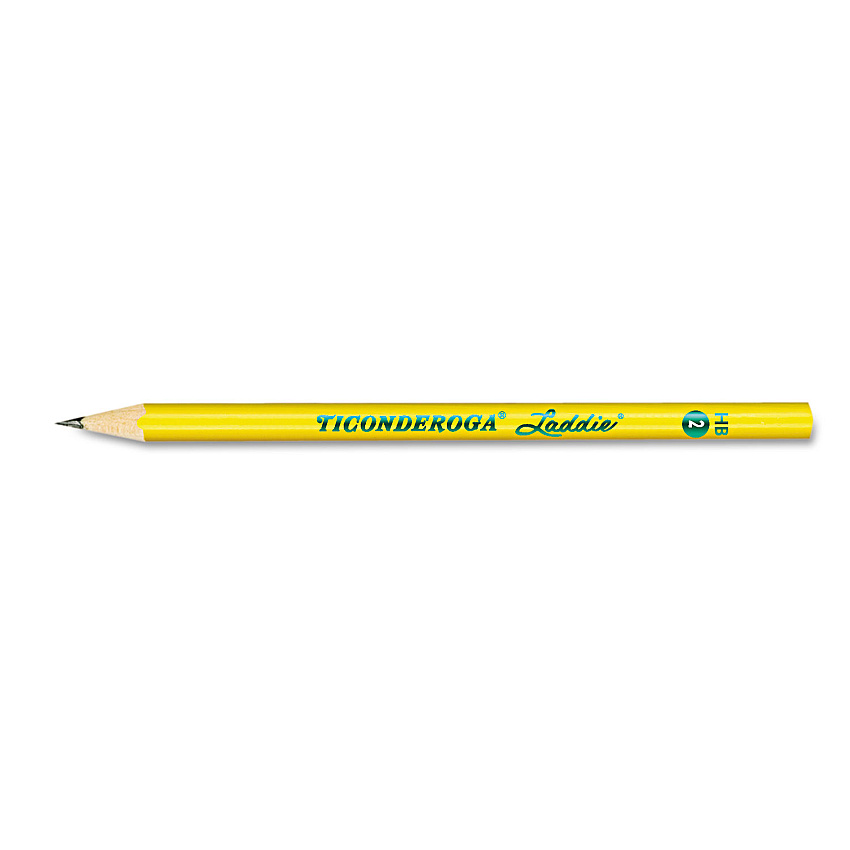 Dixon Ticonderoga Laddie Woodcase Pencil, HB (#2), Black Lead, Yellow Barrel, Dozen (13040)