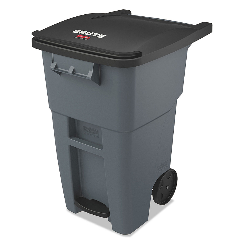Rubbermaid Commercial Brute Step-On Rollouts, 50 gal, Metal/Plastic, Gray (1971956)