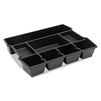 Universal High Capacity Drawer Organizer, Eight Compartments, 14.88 x 11.88 x 2.5, Plastic, Black (UNV20120)