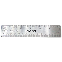 Universal Stainless Steel Ruler, Standard/Metric, 6" Long (UNV59026)