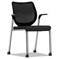 HON Nucleus Series Multipurpose Stacking Chair with ilira-Stretch M4 Back, Supports Up to 300 lb, Black Seat/Back, Platinum Base (N606HCU10T1)