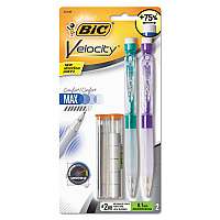 BIC Velocity Max Pencil, 0.7 mm, HB (#2), Black Lead, Assorted Barrel Colors, 2/Pack (MPMX7P21BK)