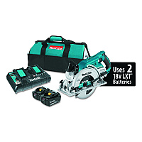 Makita 18V X2 (36V) LXT Brushless 7.25" Cordless Rear Handle Circular Saw Kit with Batteries, 5,100 RPM, 0 to +53 Degree Bevel Range (XSR01PT)