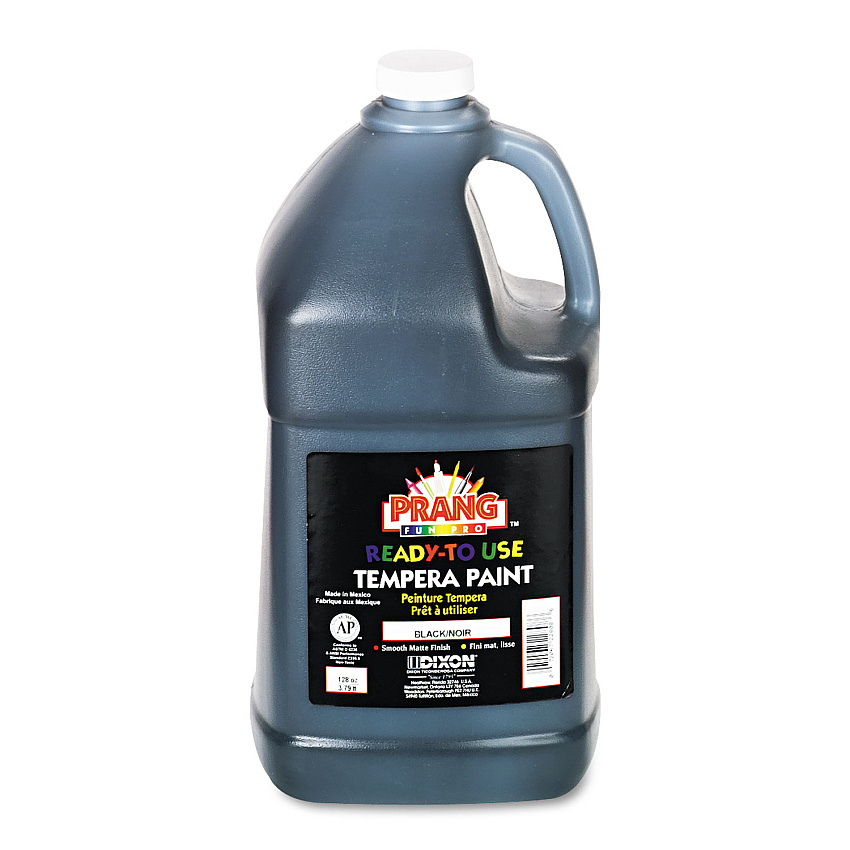 Prang Ready-to-Use Tempera Paint, Black, 1 gal Bottle (22808)