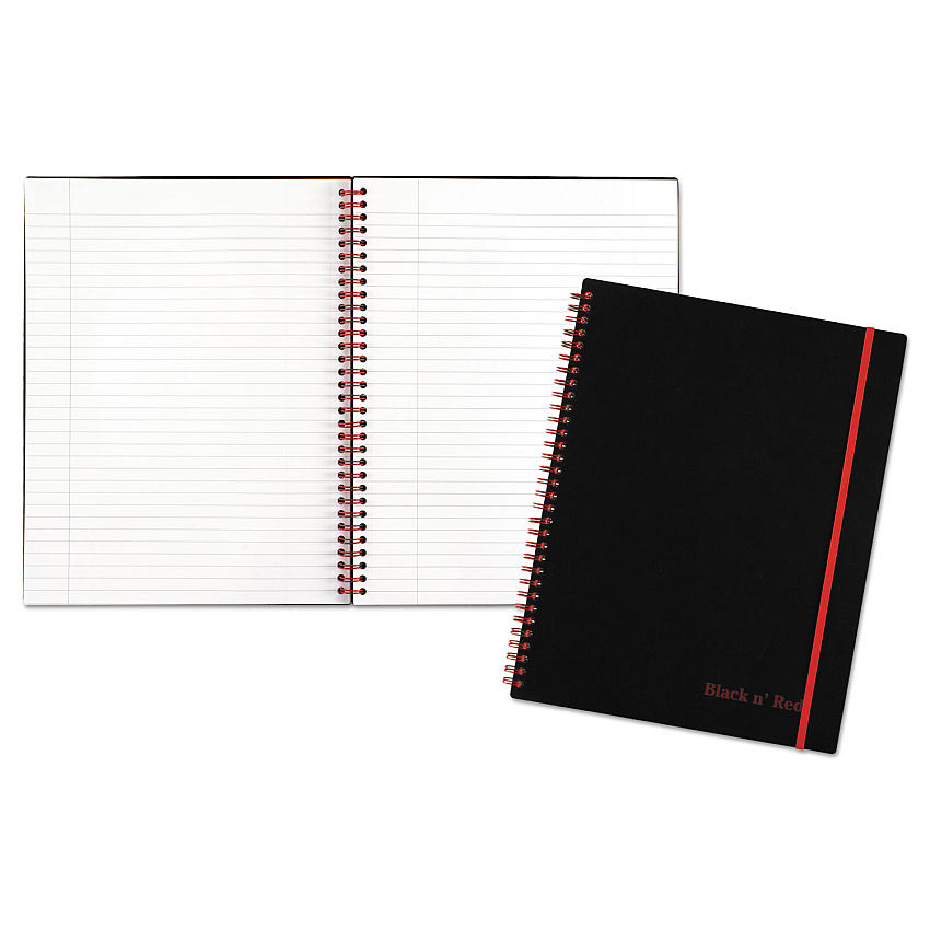 Black n' Red Flexible Cover Twinwire Notebooks, SCRIBZEE Compatible, 1-Subject, Wide/Legal Rule, Black Cover, (70) 11 x 8.5 Sheets (K66652)